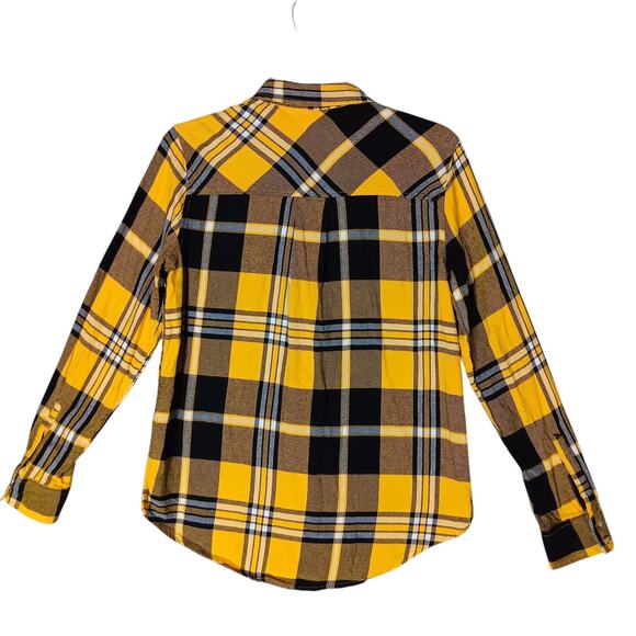 Arizona Jean Co. Flannel Shirt Size Small Yellow and Black Plaid Long Sleeve - Picture 5 of 10